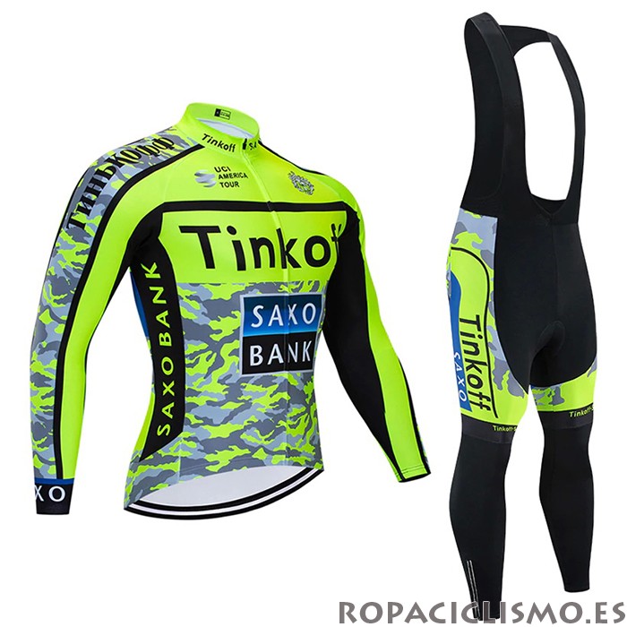 2021 Maillot Tinkoff Tirantes Mangas Largas Amarillo